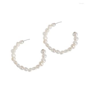 Hoopörhängen 925 Sterling Silver Barock Pearl Versatile and Simple Style Women's Ornament ES022