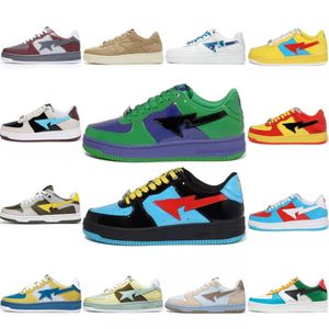 Sapatos casuais de designer originais sk8 sta tênis baixos homens mulheres cinza preto cor camo rosa verde amarelo camurça pastel azul patente couro plataforma esportes runing sapatos