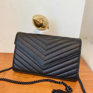 Designer-Umhängetaschen für Damen, Handtasche aus Kaviarleder, Messenger-Umhängetasche, 16 Kartenfächer sind integriert, Geschenkbox, 22 cm große Umschlagtaschen, einzelne Umhängetaschen in YSL-Form