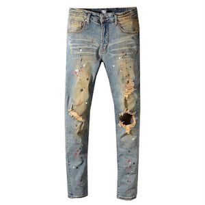 2021 Mens Designer Jeans Distressed Strappato Biker Slim Fit Moto Denim Per Uomo s Moda di alta qualità jean Mans Pantaloni versare homm218x