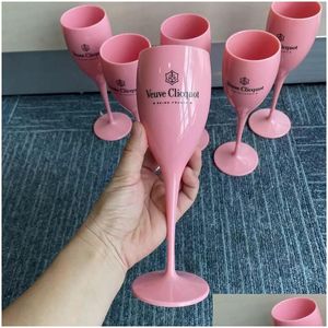 Бокалы для вина Девушка Розовые пластиковые вечерние Небьющиеся белые бокалы для шампанского Коктейльные флейты Кубок Акриловые элегантные чашки Moets Chandon Шампанское Dh1Db