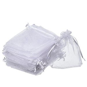 100 PCS lot WHITE Organza Favor Bags Wedding Jewelry Packaging Pouches Nice Gift Bags FACTORY214u