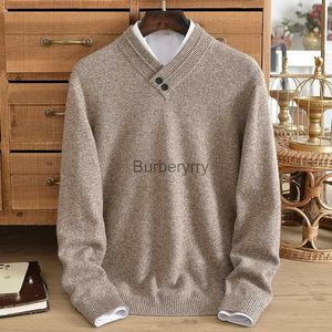 Women's Sweaters New men's cashmere sweater v-neck double-strand thickened winter 100 pure cashmere lapel sweater button middle-aged high-endL231004