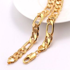 fashion simple men's 18K 100% solid gold flat Cuba curb link chain necklace real heavy Nickel not allergic not easy to322Z