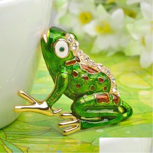 Pins Broschen Zlxgirl Frosch Für Frauen Geschenke Emaille Hijab Strass Pin Brosche Mode Kinder Schmuck Großhandel Broach Drop Lieferung Dhgmk