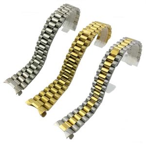 Watch Bands Accessories For Log-type Three-Bead Solid Diving Stainless Steel Band Presidential Buckle 20mm Men's Gold269T