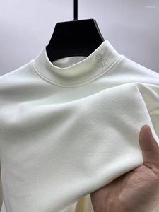 メンズTシャツハイエンドブランドファッション刺繍長冬冬の両面ドイツのベルベットTシャツ肥厚半襟プルオーバー