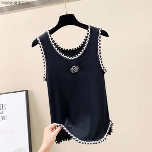 Anagram broderade kvinnliga tankar camis bomullsblandning tank toppar två c bokstäver designer kjolar yogakanal kanalklänning bra väst damer solid vintage t shirt femme