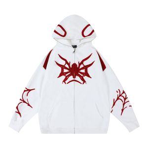 Blixtlås hoodie coat y2k harajuku broderi spindel web full dragkedja tröja tröja jacka 2023 mode punk streetwear