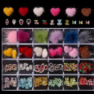 Nail Art Decorations Box 3D Nail Alloy Gem 2024Grid Collection AB Rhinestone Jewelry Charms FlatBack Mixed Luxury Crystal Manicure Accessories * 231005
