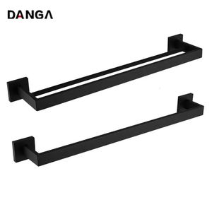 Portasciugamani nero a parete Portasciugamani nero Barre in acciaio inossidabile Portasciugamani design quadrato semplice Accessori per il bagno 230927