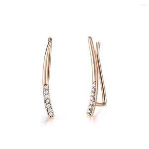 Kolczyki Dangle Light For Women 585 Rose Gold Color Click Stick Cz Crystal Ear Biżuter