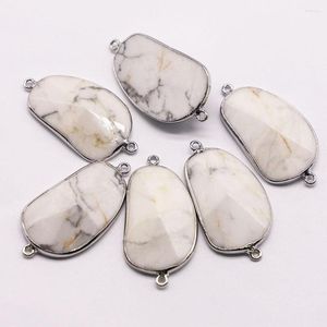 Colares Pingente Natural Irregular Branco Turquesa Pedra Conector Fatia Borda Banhada Reiki Encantos Jóias Atacado 5 Pcs