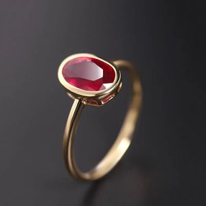 Bröllopsringar Classic Oval Ruby for Women Elegant Light Luxury Simple Opening Justerbar Engagement Silver Jewelry Gift 231005