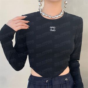 Cropped T Shirt Tee Top For Women Embroidery Pattern Ladies Bottoming Shirts Fashion Slim Hoodie Pullover