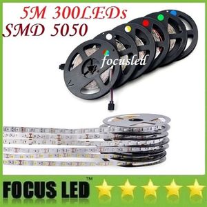 Vattentät IP65 300 LED 5M 5050 SMD Enfärgad flexibel LED -strip Ljus cool vit varma vita 60LEDS M LED -tejp272t