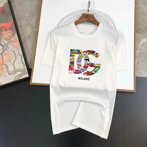 Men's T Shirts 2023 Summer Oversized Cotton T-shirt Short Sleeve Man Letter Graphics Print Y2k Tops Tees Male Clothing