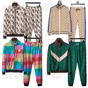 europe paris designer mens womens tracksuits luxury sport suit zipper cardigan patchwork color pants green striped sportsuit cloth280Z