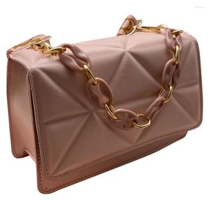 Evening Bags Chain Small Square Bag Wide Strap Flap Female Tote Fashion Embossed Casual Portable Simple Solid Color For Weekend Vacation