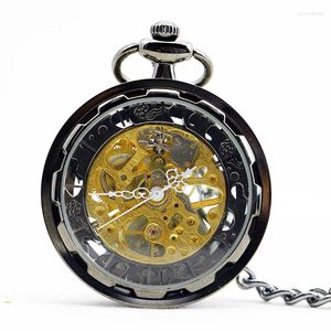 Orologi da tasca Ingranaggio antico Orologio meccanico stile Steampunk Catena Fob in bronzo Carica manuale Regali per uomo e donna