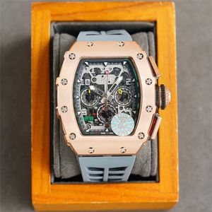 11-03 Montre de Luxe Automatyczne zegarki 50x40 mm wielofunkcyjny ruch kwarcowy stal nierdzewna gumowa strapa luksusowy zegarek 2187
