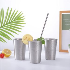 Canecas 4 pcs polido café cerveja 500ml 350ml 304 copo de palha de aço inoxidável bebendo copos de vinho para casa cozinha bar drinkware