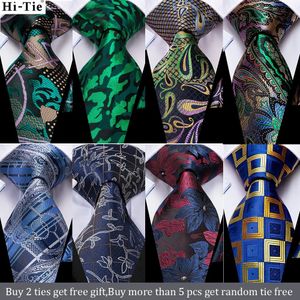 Bow Ties Hi Tie Teal Blue Gold Novelty Design Silk Wedding Tie for Men Quality Hanky ​​Cufflink Set Fashion Nicktie Business Drop 231005