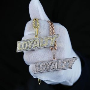 Full Iced Out Bling Pendant 5A Cubic Zirconia CZ Inledande bokstav Lojalitet Charm Halsband Personlig Hip Hop Men Boy Rock Jewelry232L