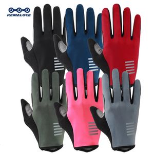 Luvas de ciclismo KEMALOCE Dedo completo Homens Mulher Estrada Bicicleta Gel Verão Bicicleta Mittens Não-Slip Preto Azul Rosa S-2XL MTB Luva 231005