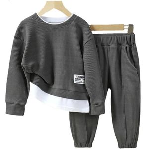 Kleidungssets Kruleepo Baby Mädchen Kinder Jungen Walf Checks Jacke Mantel Sweatshirt Hosen 2 Stück Kleidungssets Kinder Baumwolle Freizeitkleidung Anzug 231005