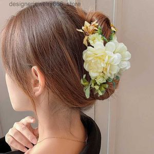 Akcesoria do włosów do włosów haimeikang duży rozmiar kwiatowy klip do włosów pazurami kraba do włosów gęste włosy barrettes do włosów kobiety letnie modne akcesoria do włosów Q231005