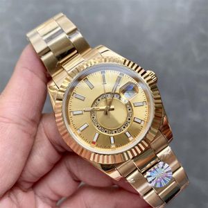 Luxury Men's Automatic Movement Watch Gold Dial Outdoor Men's Watch Fashion Classic rostfritt stål 904L Rotable Frame W212B