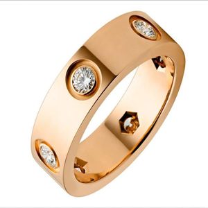 Love Ring Silver Gold Promise Design Diamonds No Screw Womens Mens Rostfritt stål Luxury Designer Signet Rings Wedding Bride Chri278w