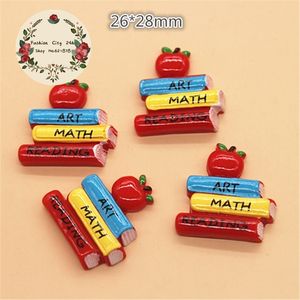 Oggetti decorativi Figurine 10 pezzi Libri carini Arte Lettura di matematica con Apple Ritorno a scuola Studenti Cabochon Flatbacks Artigianato per scrapbooking fai da te 26 * 28 mm 230928