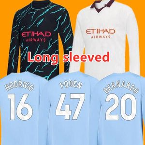 2023 2024 De Bruyne Haaland Long Sleeve Blue Moon Soccer Jerseys Foden Grealish Mahrez Mans Cities Football Shirt Bernardo Phillips Rodrigo 23 24 AKE J. ALVAREZ