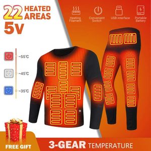 Abbigliamento riscaldato USB Intimo riscaldato Abbigliamento da sci Uomo Giacca invernale calda riscaldata Pantaloni caldi di lana Abbigliamento caldo imbottito invernale