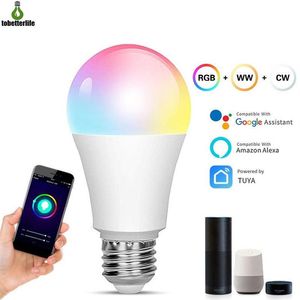 스마트 라이트 RGB 전구 15W 색상 변경 Wi -Fi Lights E27 Dimmable 호환 스마트 라이프 앱 Google Home Alexa222N