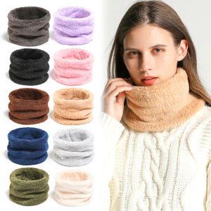 Sciarpa al collo ad anello da donna nuova calda per l'inverno all'aperto Sciarpe da ciclismo in cashmere lavorato a maglia spessa Colletto avvolgente in pile di peluche