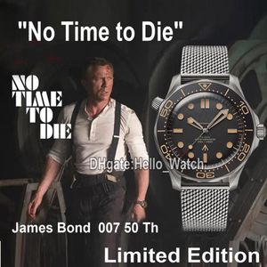 GDF New Diver 300M 007 James Bond 50th No Time to Die Черный циферблат Miyota 8215 Автоматические мужские часы 210 90 42 20 01 001 Сетчатый ремешок W241g