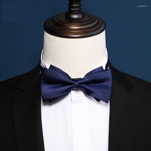 Bow Ties 2023 Brand Fashion Men's Double Fabric Blue Red Silk Bowtie Banquet Wedding Bridegroom Butterfly Tie With Gift Box