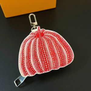 Nyckelkedja Keychain Classic Pumpkin Purse Card Holder Key Chain Hanging Bag Pendant Cowhide Material Coin Purse Samma som Yayoi Kusama O1NR#