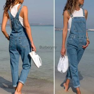 Tute da donna Pagliaccetti Pantaloni cargo Donna Salopette in denim Jeans Tute Pagliaccetti Donna Bretelle con buco strappato Tasche lunghe Tute L231005