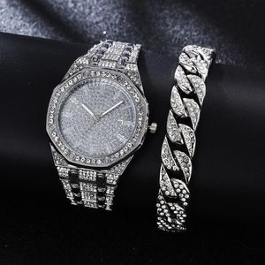 Zegarek na rękę Diamond Watch for Mens Top Man Man Luxury Out Out Gold Hip Hop Quartz Wristwatch Relogio Masculino ReLOJ254B