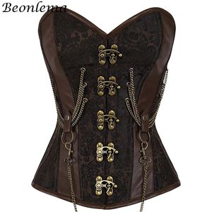 Midja mage shaper kvinnor korsett steampunk body formewear woman brown gothic kläder bodice bustier vintage burlesque goth midja snörning korsetter 231005