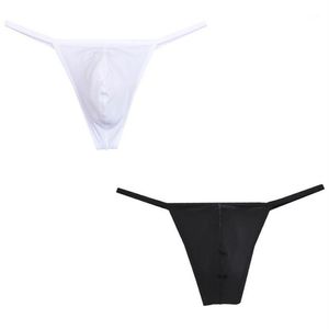 Mens underkläder sexiga bikini thongs g-strängar underkläder slät is silkelastiska underbyxor män mode manlig remmar soft227e