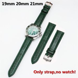 Watch Bands High Quality 19mm 20mm 21mm Genuine Leather Watchband&Pin Buckle Green Lizard Strap For RX Submarin Er Day-date265B