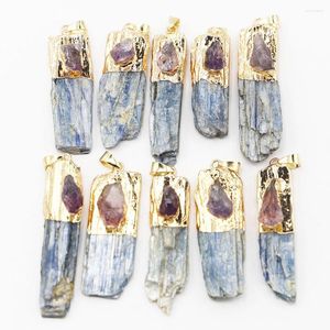 Pendant Necklaces Natural Amethyst Raw Ore Stone Kyanite Pendants Irregular Lnlaid Necklace DIY Charms Sweater Chain Mineral Crystal
