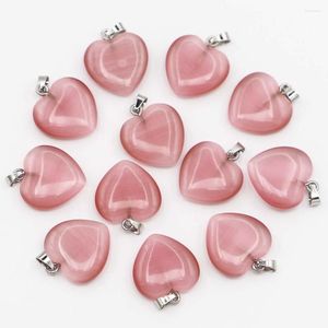 Collane con ciondolo Pietra naturale Agata rosa Pendenti con cuore fortunato Collana Minerali Guarigione Reiki Ciondoli Accessori di gioielli di moda Commercio all'ingrosso