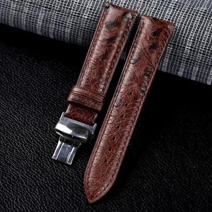 Watch Bands Handmade Ostrich Leather Watchband 18 19 20 21 22MM Butterfly Buckle Men's And Women's Strap Retro Style241b