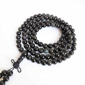 6mm naturliga obsidian runda pärlor armband med regnbågens ögon 108 bönmeditation mala bro501 pärlstrands302m